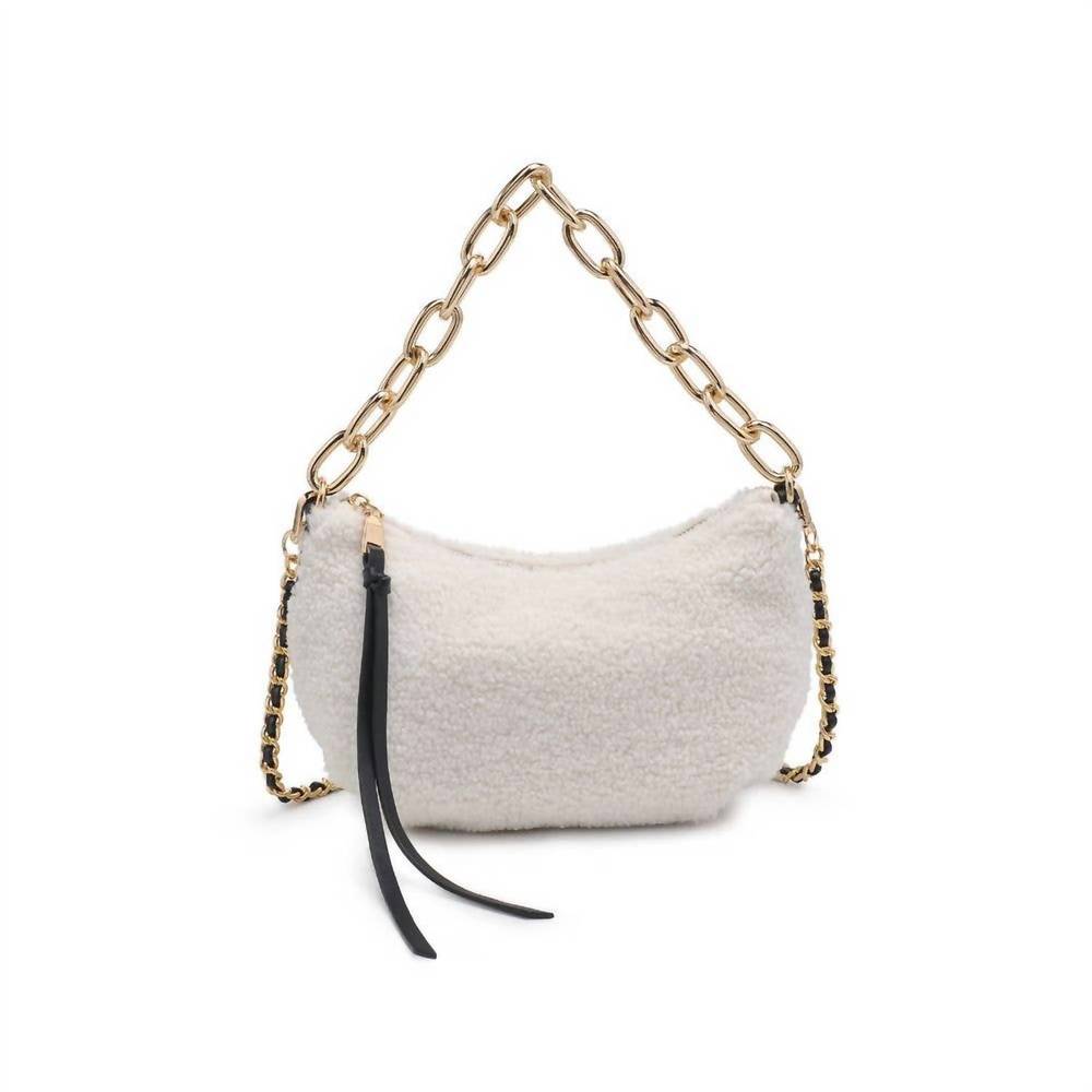 NEW URBAN EXPRESSIONS sherpa crossbody bag in white - Picture 2 of 8
